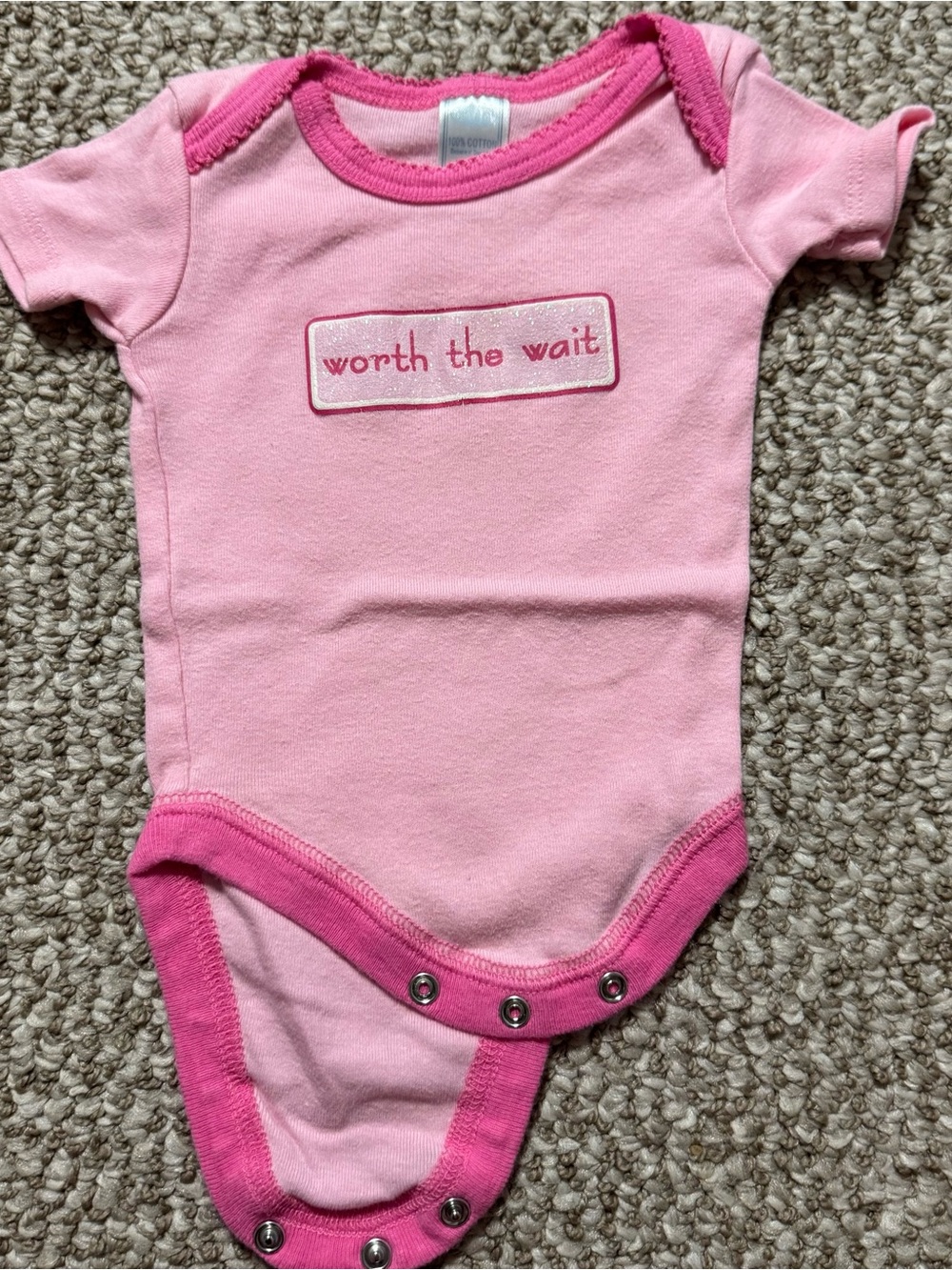 Trend Lab Baby Girl Worth The Wait Short Sleeve Pink Bodysuit Newborn 0-3 Months